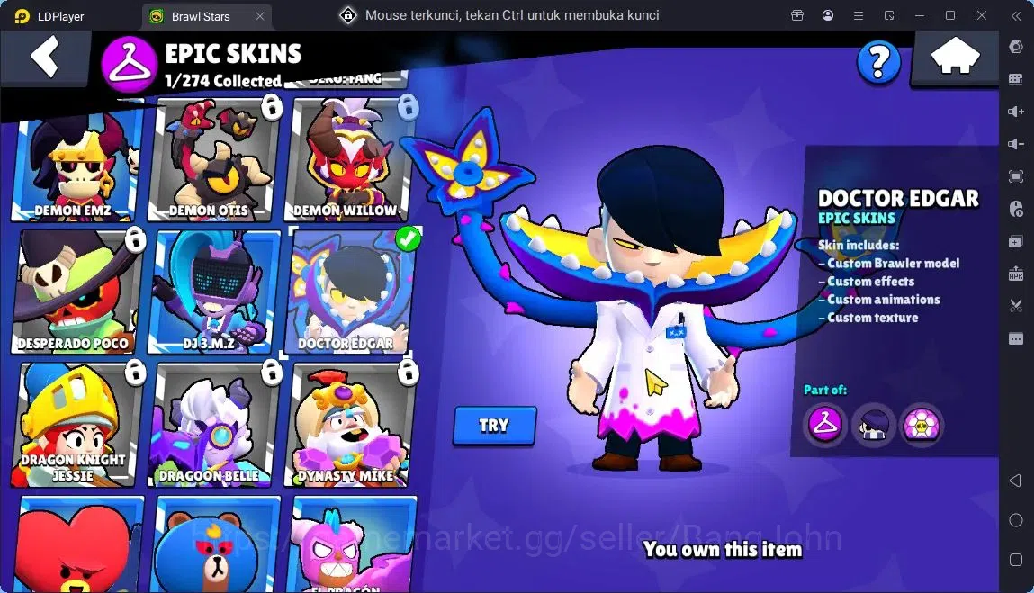 Brawl Stars Accounts Global |11 Brawler|1 Max Hypercharge(Shelly)|1120 Bling|9 Gems|1 Epic Skins,1 Mythic Skins| ProtectOff 7