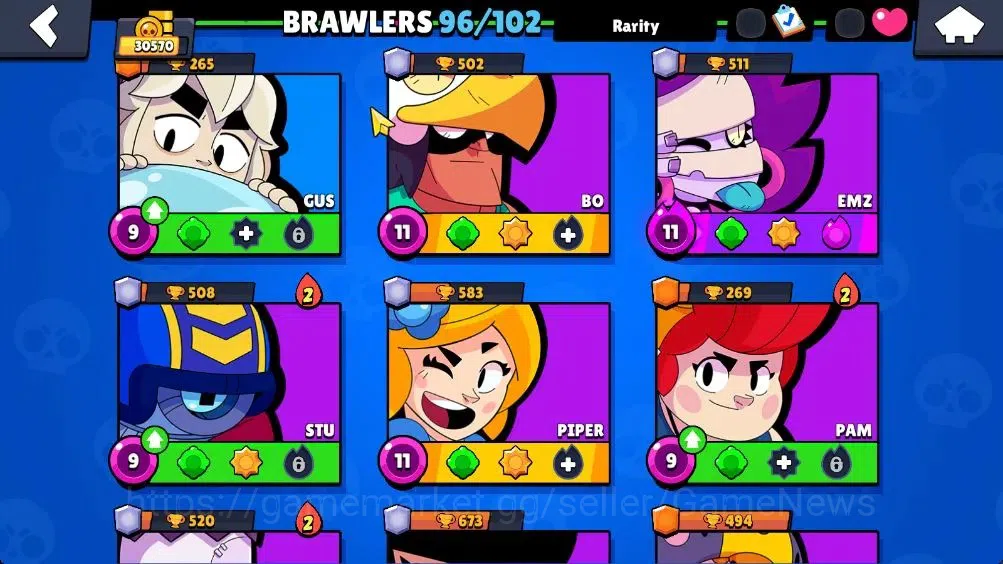 Brawl Stars Accounts 30570 Trophy |Lv 114| 96 Brawlers 25 Max Lvl | UL KAZE | 4 HyperC, 1 Legend, 3 Mythic, 40 Epic Skin |CN 12