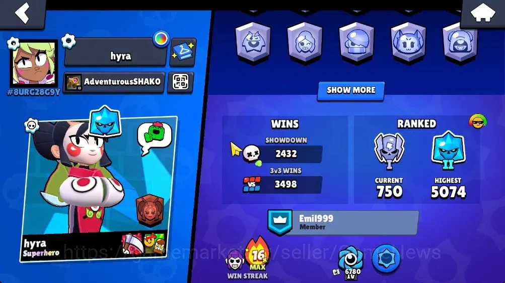 Brawl Stars Accounts 30570 Trophy |Lv 114| 96 Brawlers 25 Max Lvl | UL KAZE | 4 HyperC, 1 Legend, 3 Mythic, 40 Epic Skin |CN 3