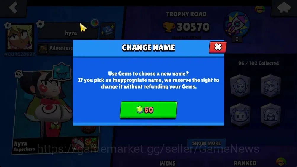 Brawl Stars Accounts 30570 Trophy |Lv 114| 96 Brawlers 25 Max Lvl | UL KAZE | 4 HyperC, 1 Legend, 3 Mythic, 40 Epic Skin |CN 5