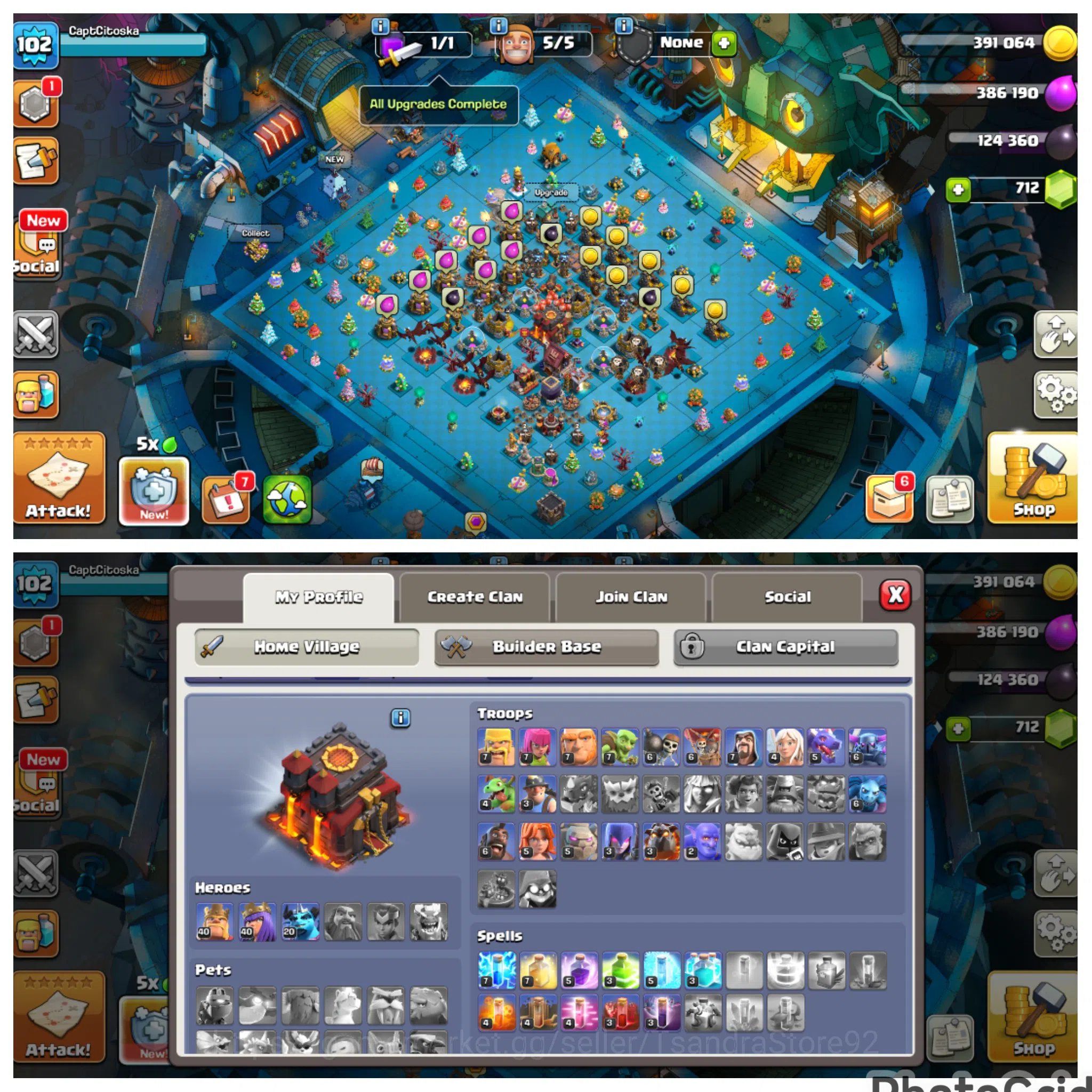 Clash of Clans Accounts High-End TH 10 MINIMAX NO WALL ENGINEREED MAXEDCOLLECTOR SUPER RARE LVL 102 ENGINEERED MAX|343 1