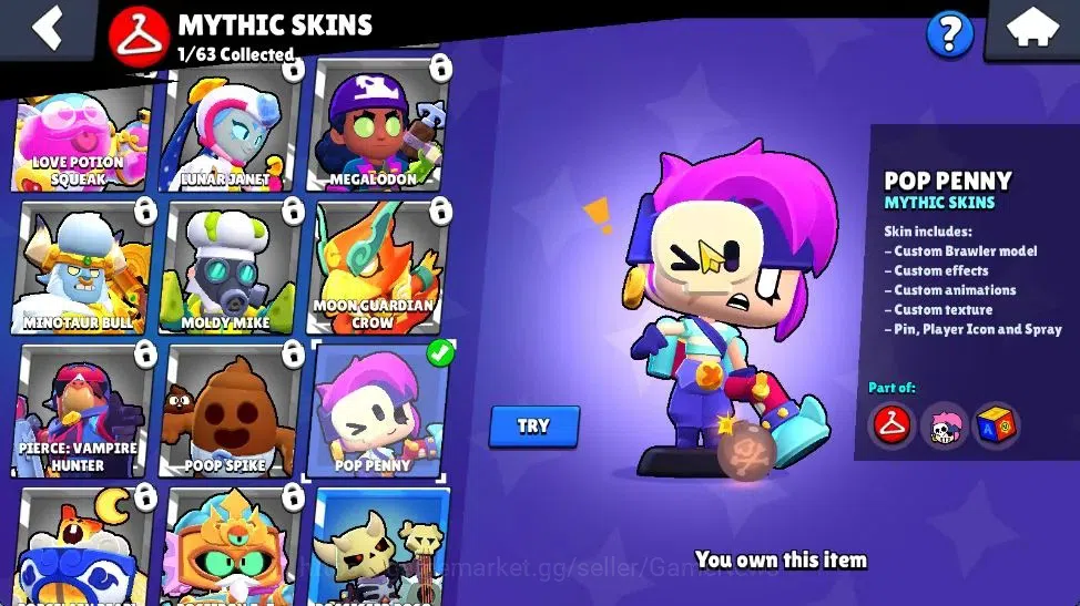 Brawl Stars Accounts 1047 Trophy | 18 Brawler 3 Max Lvl [Shelly,EMS,Bon image 8