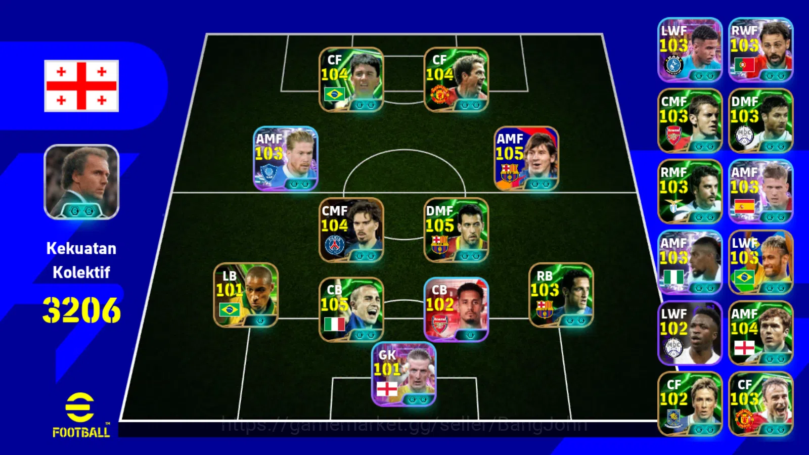 eFootball Accounts power 3206 | vitinha showtime, busquest epic, mess image 1