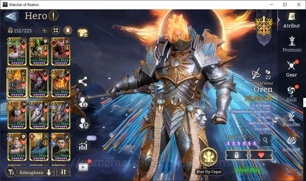 Watcher of Realms Accounts End-Game GLOBAL 60x|Lv73|4,4M Power|10 Lord[OrenA1,Prateus,Valderon,etc]+38 Legend[3 5