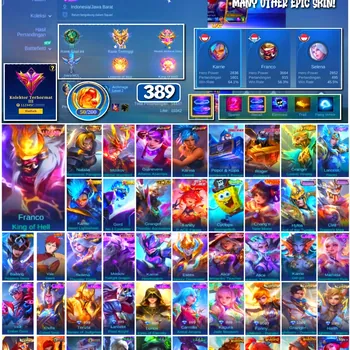 Mobile Legends: Bang Bang Accounts #4272 389 Skins | Franco King of Hell (LEGEND) | Natalia Warrioress Paragon (COLLECTOR