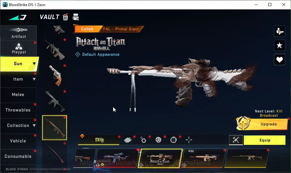 Blood Strike Accounts Mid-Tier ASIA|22 ULTRA[NOVA,MP5,Vector,URB,Etc]|Collab EVA[SCAR,MCX]+AOT[M4A1,FAL,KAG-6]|3 6