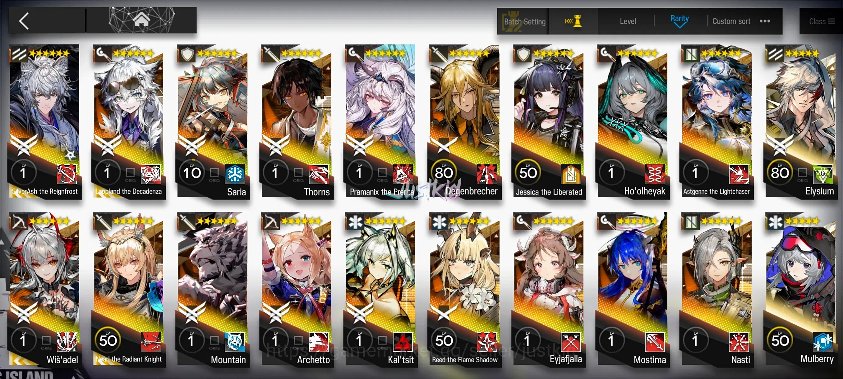 Arknights Accounts Mid-Tier ARKNIGHTS GLOBAL EARLYMID 18*6 , 4 LIMITED SILVERASH ALTER MAXPOT,WISADEL,LAPPLAND ALTER,NEARL 1