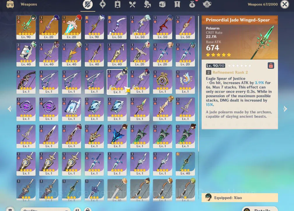 Genshin Impact Accounts ASIA|MIDGAME|AR54|4Limited+3(*5Weapon)|[Xiao,Raide image 7