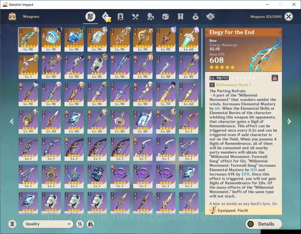 Genshin Impact Accounts Asia|AR 58|Prime Skirk|9 Limit +9(*5WEP)|(Neuvill, image 5