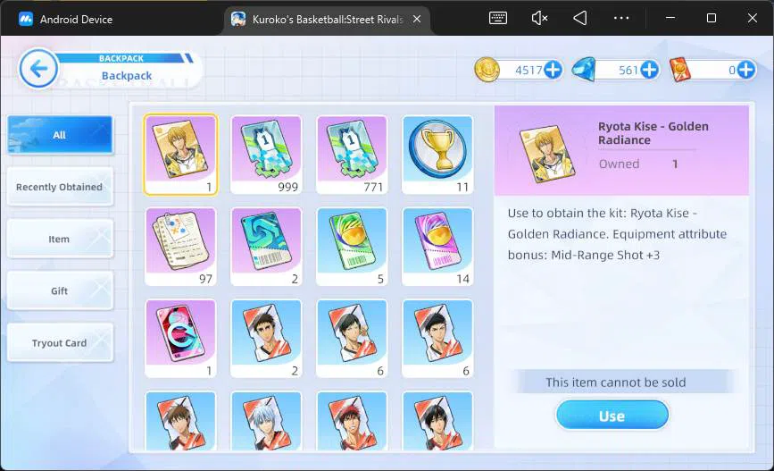 Kuroko's Basketball Street Rivals Accounts SEA|SV22|Lv26|Daiki Aomine A2,Taiga Kagami A1,Tets image 3