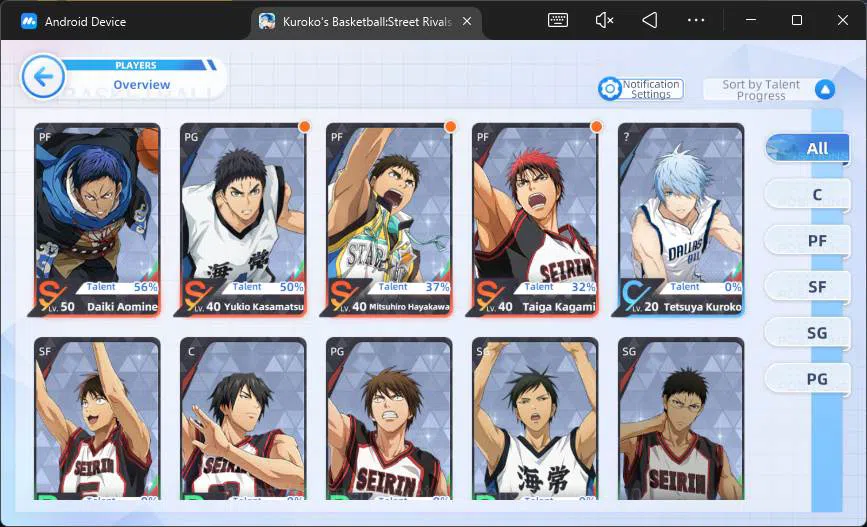 Kuroko's Basketball Street Rivals Accounts SEA|SV22|Lv26|Daiki Aomine A2,Taiga Kagami A1,Tets image 5