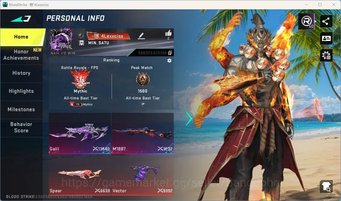 Blood Strike Accounts Others ASIA |3 EVO:Pivot,Galil-Reaper Lv6,M1887-Destroyer Lv4|3 Ultra Melee|8 Eternal 1