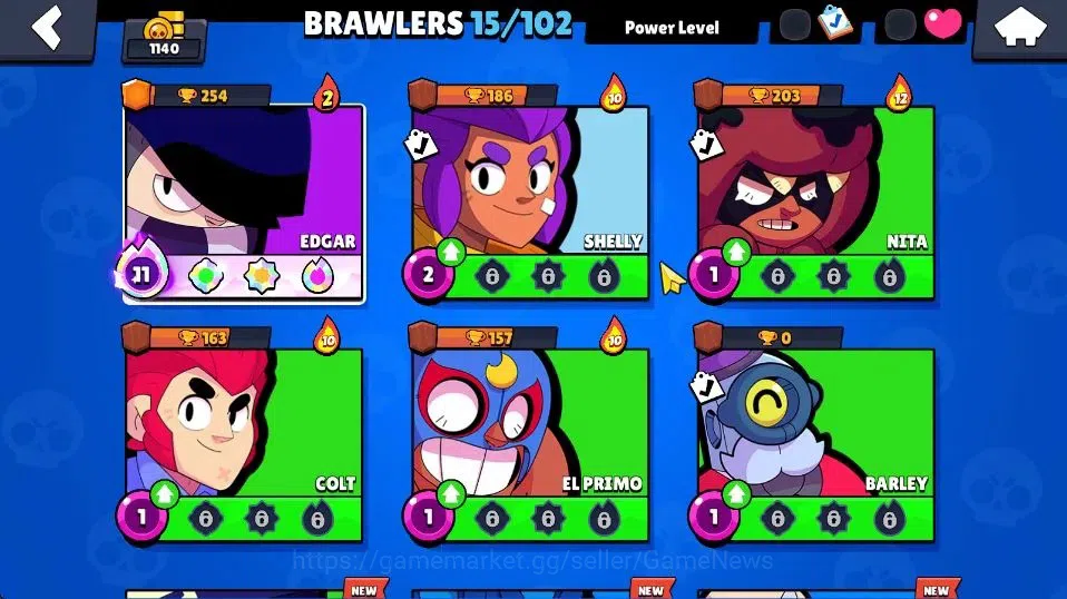 Brawl Stars Accounts 1140 Trophy|15 Brawlers 1 Max Lvl|Full Buffies Edg image 5