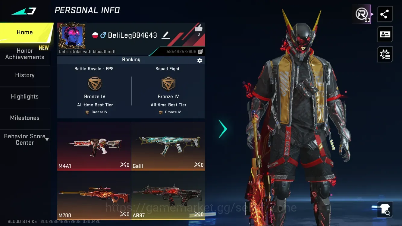 Blood Strike Accounts Others ASIA|1 limit:M4A1-BOF|4 1