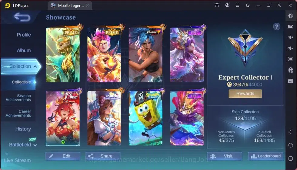 Mobile Legends: Bang Bang Accounts Global|Hero 92|Skin 128|Expert|KOF Karina|Prime Cl image 14