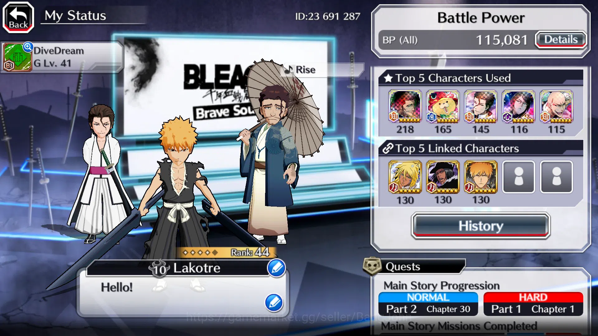 Bleach: Brave Souls Accounts Others GLOBAL]11K Orb+Fresh All 3