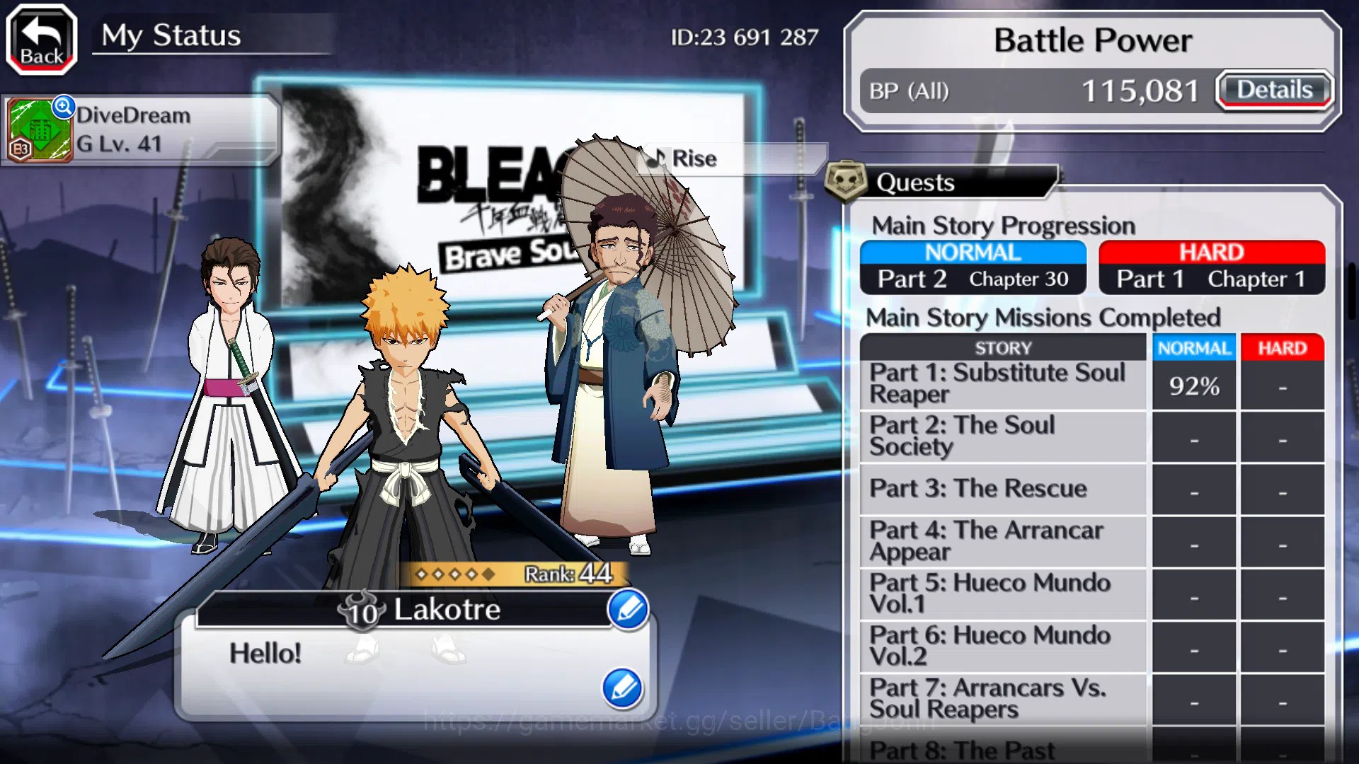 Bleach: Brave Souls Accounts Others GLOBAL]11K Orb+Fresh All 4