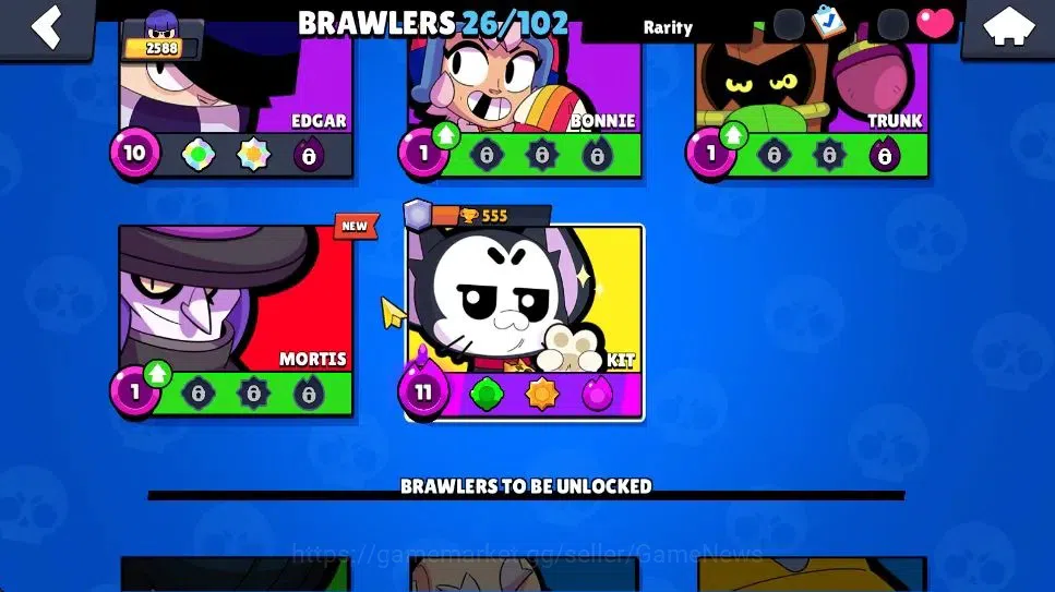 Brawl Stars Accounts 2588 Trophy|6K Bling|26 Brawlers 2 Max Lvl [Piper,Kit]|1 Legend Skins [Toon Spike] 1 Myth [Rude Lou] 7 12
