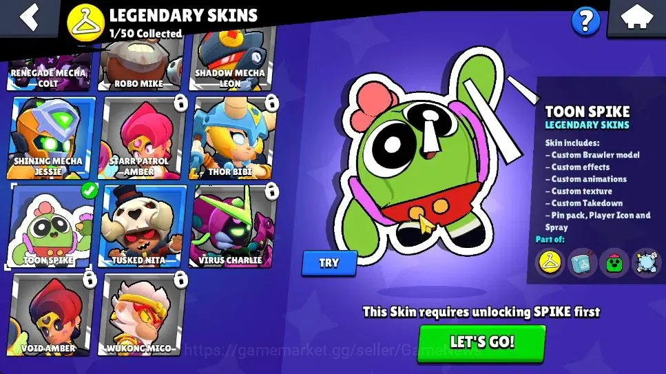 Brawl Stars Accounts 2588 Trophy|6K Bling|26 Brawlers 2 Max Lvl [Piper,Kit]|1 Legend Skins [Toon Spike] 1 Myth [Rude Lou] 7 13
