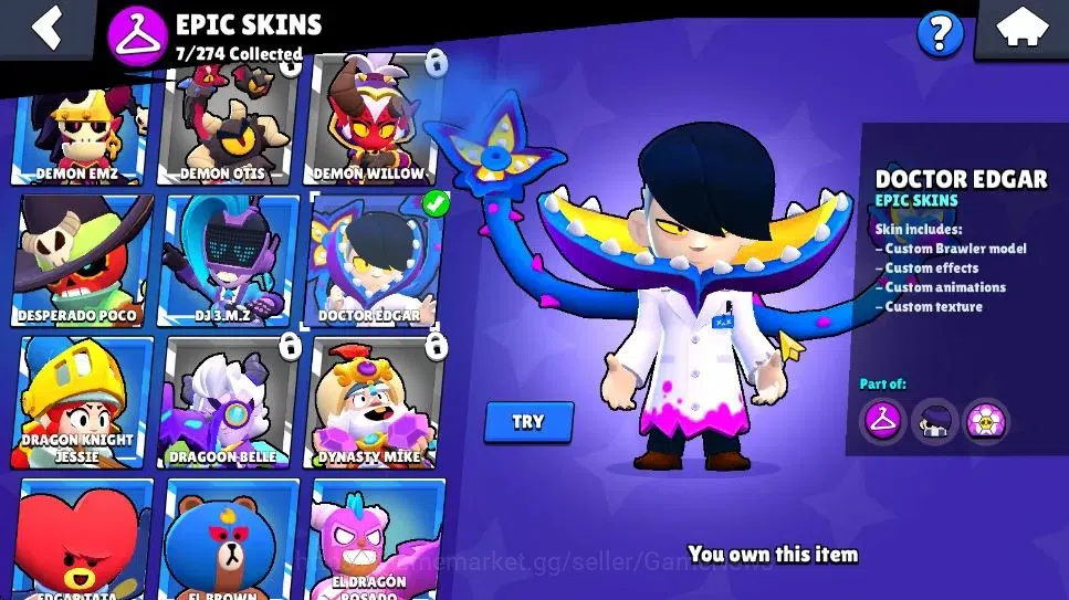 Brawl Stars Accounts 2588 Trophy|6K Bling|26 Brawlers 2 Max Lvl [Piper,Kit]|1 Legend Skins [Toon Spike] 1 Myth [Rude Lou] 7 15