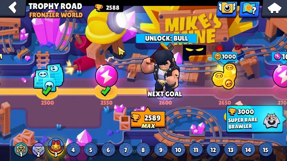 Brawl Stars Accounts 2588 Trophy|6K Bling|26 Brawlers 2 Max Lvl [Piper,Kit]|1 Legend Skins [Toon Spike] 1 Myth [Rude Lou] 7 5