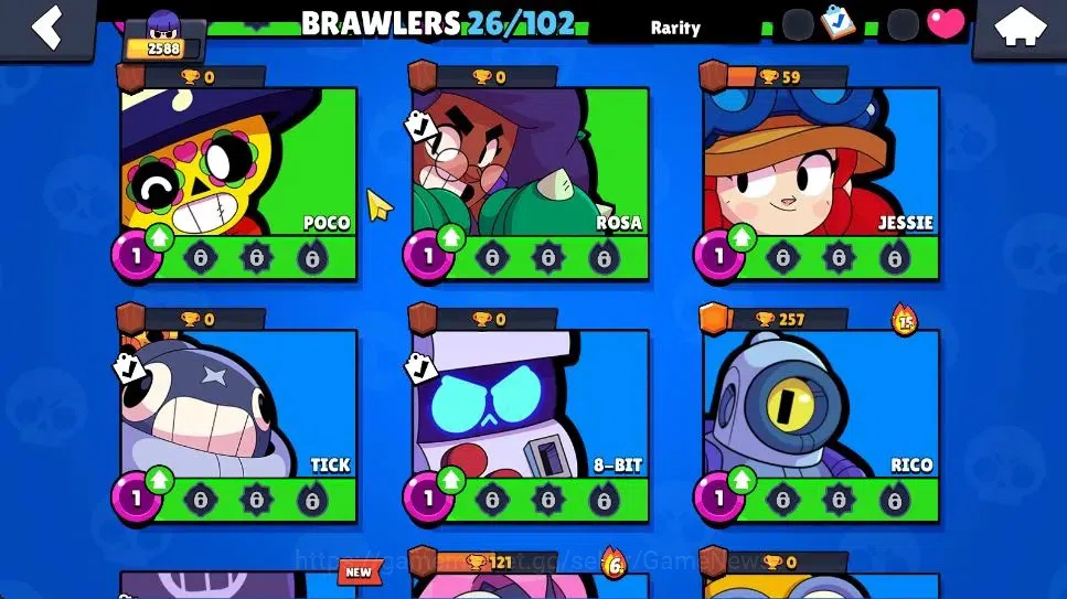 Brawl Stars Accounts 2588 Trophy|6K Bling|26 Brawlers 2 Max Lvl [Piper,Kit]|1 Legend Skins [Toon Spike] 1 Myth [Rude Lou] 7 9