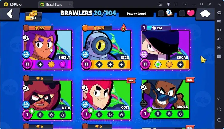 Brawl Stars Accounts Trophy 1974|20 Brawler|1Max Hc Lv.11(Shelly)|1Mythic(otis),2Epic(Iris,Rico),2SR Skin|4588 Bling|Proteck 5