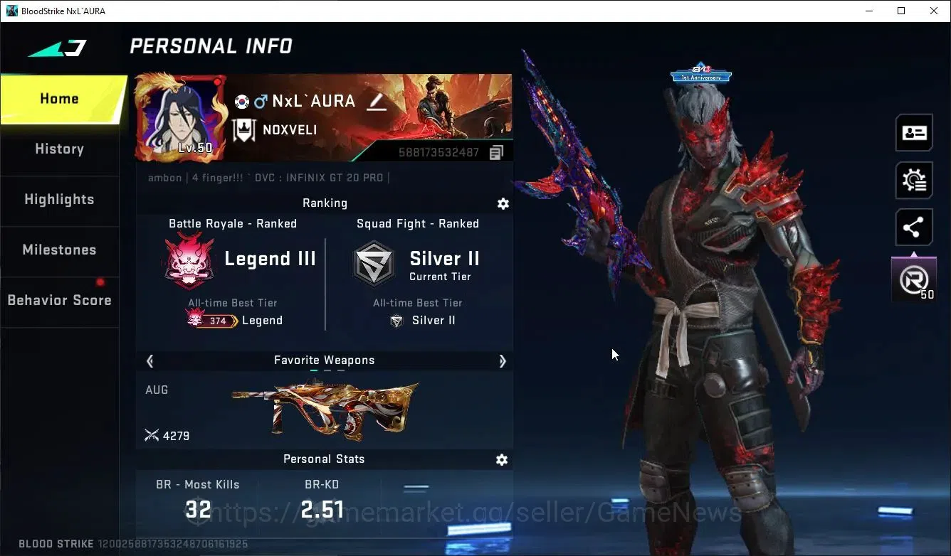 Blood Strike Accounts ASIA|ETERNAL MP5-Dominator+Collab TOKRAV[BIZON,Tak image 2