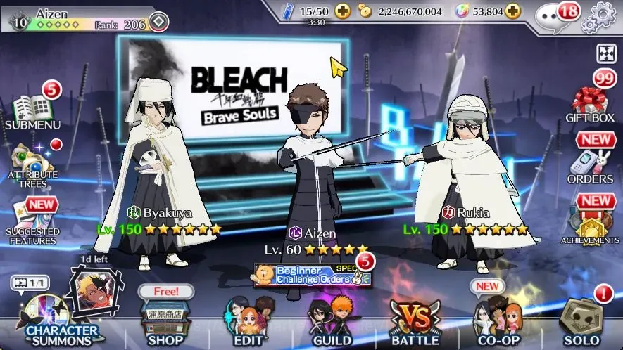 Bleach: Brave Souls Accounts High-End Global|851K BP+53K Orb|7K BSAccTicket|Rukia, Byakuya TYBW26|Aizen,Ulquiorra,Grimmjow 1