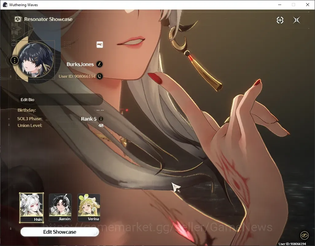 Wuthering Waves Accounts Starter SEA|READY GACHA|61K Astrite +100 LT|UL 48|1 Limited (Hsin +Signature Weapon)|DB Lv 1