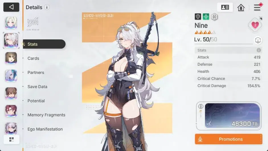 Chaos Zero Nightmare Accounts Asia | Lv48 | Nine ME1 | Veronica ME1 | Narja ME1  image 14