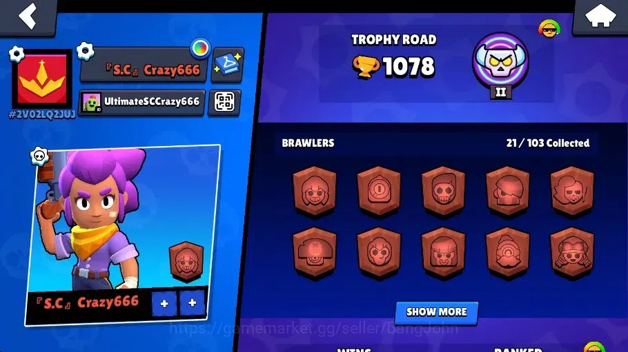 Brawl Stars Accounts Global | 1078 Thropy|21 Brawler|3 Max Hypercharge( image 2