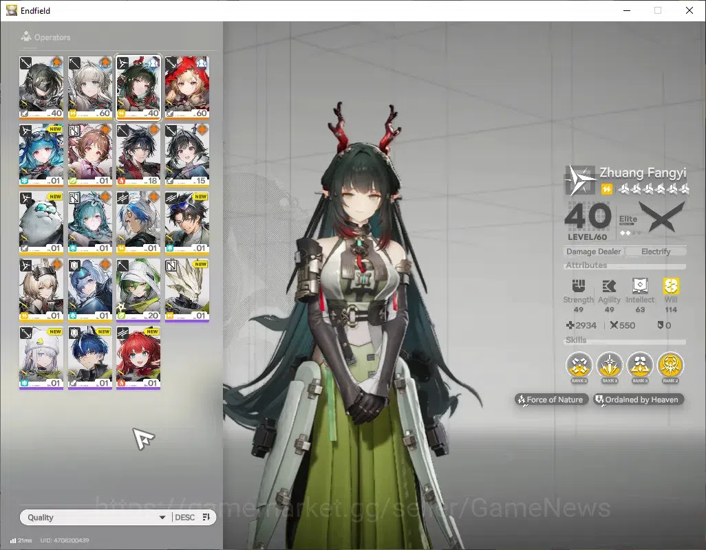 Arknights: Endfield Accounts Asia|Lv48|Oro 2305|3 SSR(Zhuang Fangyi,Rossi)|2 (* image 2