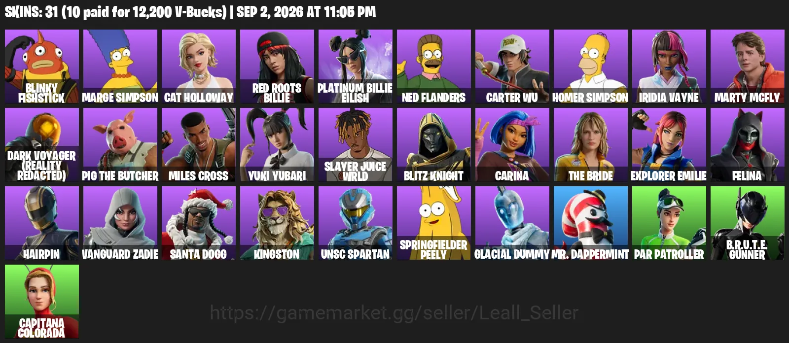 Fortnite Accounts 31 Skins | Level 2541 | Platinum Billie Eilish, Homer Simpson + Slayer Juice WRLD | All Platforms 1