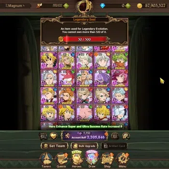 The Seven Deadly Sins: Grand Cross Accounts Endgame GLOBAL|2,2M CC|3 LR,7 UR+Collab Gachiakuta|Brunhild,L Meli,Elizabeth,N