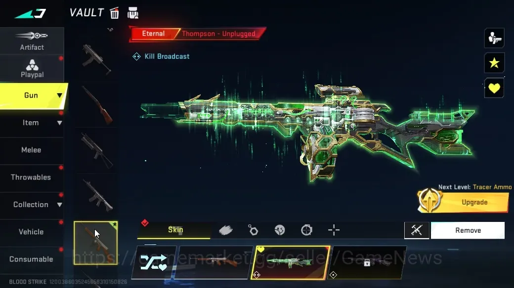 Blood Strike Accounts Collab Skin Asia|Eternal Thompson Unplugged Lv2|Collab AOT M4A1 Battle of Faith|Legendary AR97 1