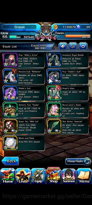 Grand Summoners Accounts Starter Global|Rank 55|Fresh Starter| 3 Ascend | Valerie, CF Milim, Diablo |Lpot 131|Check SS 6