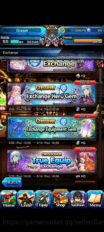 Grand Summoners Accounts Starter Global|Rank 55|Fresh Starter| 3 Ascend | Valerie, CF Milim, Diablo |Lpot 131|Check SS 8
