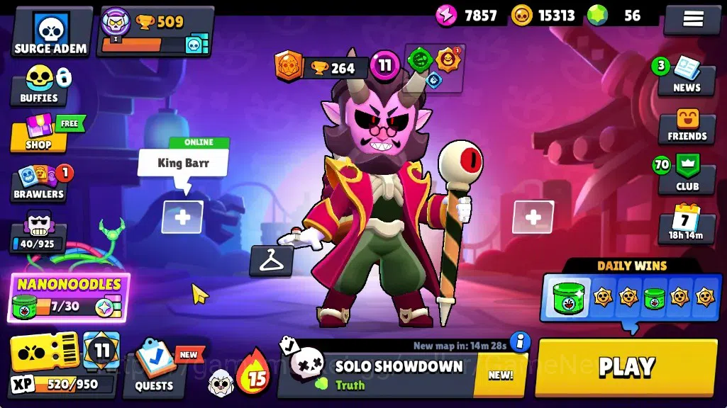 Brawl Stars Accounts 509 Trophy|18 Brawlers 1 Max (Byron)|7k PP|2 Mythic (Gridiron Otis,Ringmaster Byron),6 Epic Skin|CN 1