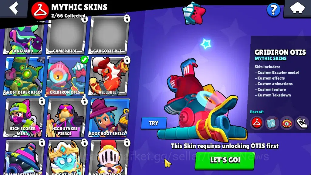Brawl Stars Accounts 509 Trophy|18 Brawlers 1 Max (Byron)|7k PP|2 Mythic (Gridiron Otis,Ringmaster Byron),6 Epic Skin|CN 10