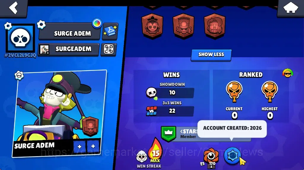 Brawl Stars Accounts 509 Trophy|18 Brawlers 1 Max (Byron)|7k PP|2 Mythic (Gridiron Otis,Ringmaster Byron),6 Epic Skin|CN 3