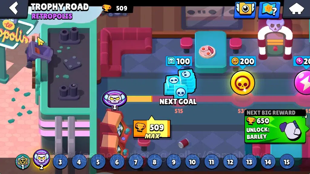Brawl Stars Accounts 509 Trophy|18 Brawlers 1 Max (Byron)|7k PP|2 Mythic (Gridiron Otis,Ringmaster Byron),6 Epic Skin|CN 5