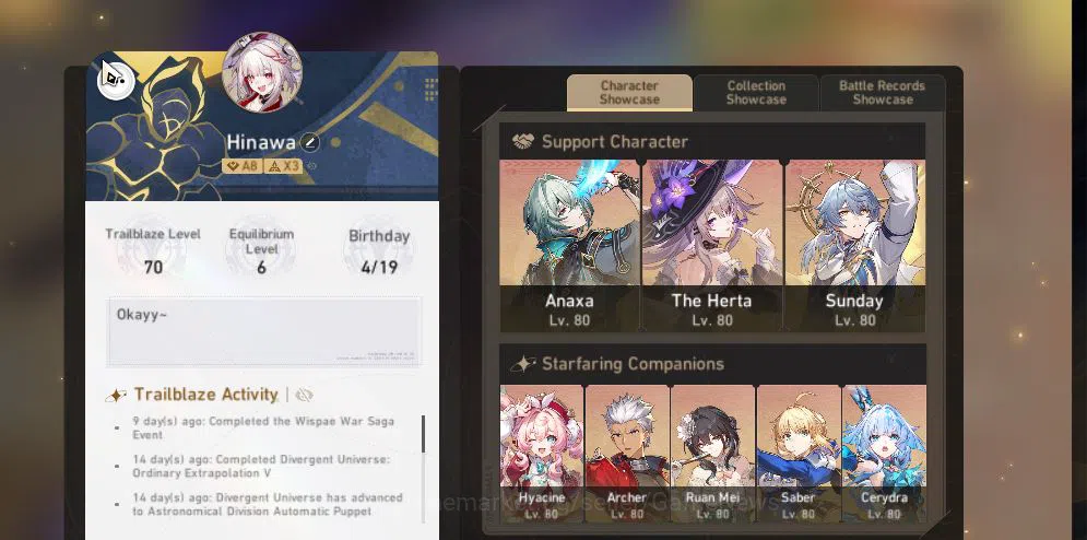 Honkai Star Rail Accounts Asia|TL 70|5,7K SJ|11 Limited|[Anaxa,Sunday,Hyacin image 3