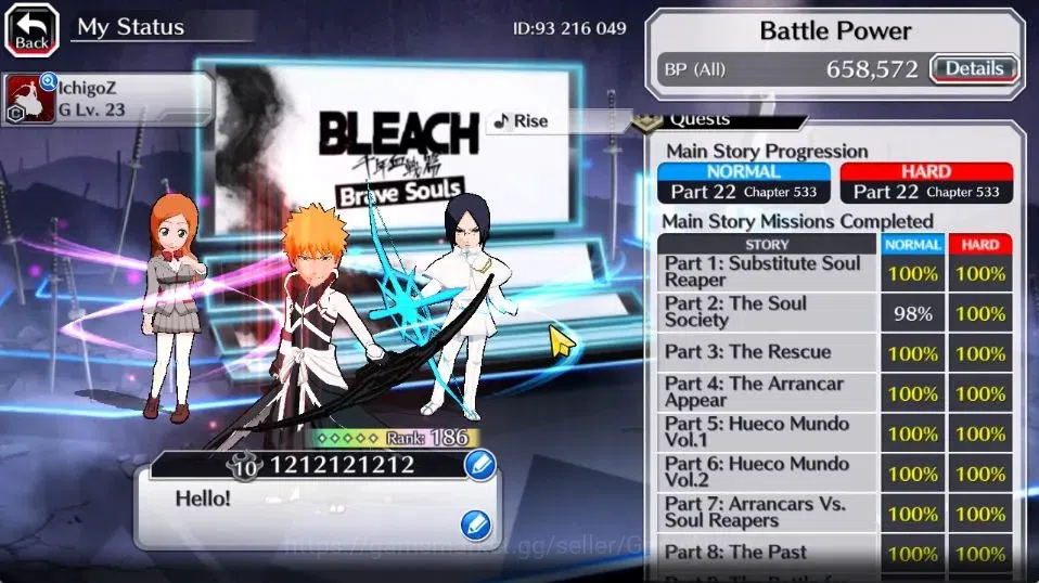 Bleach: Brave Souls Accounts [GLOBAL]51K Orb|2 New Renewed Ichigo,Ichigo 10th A image 4