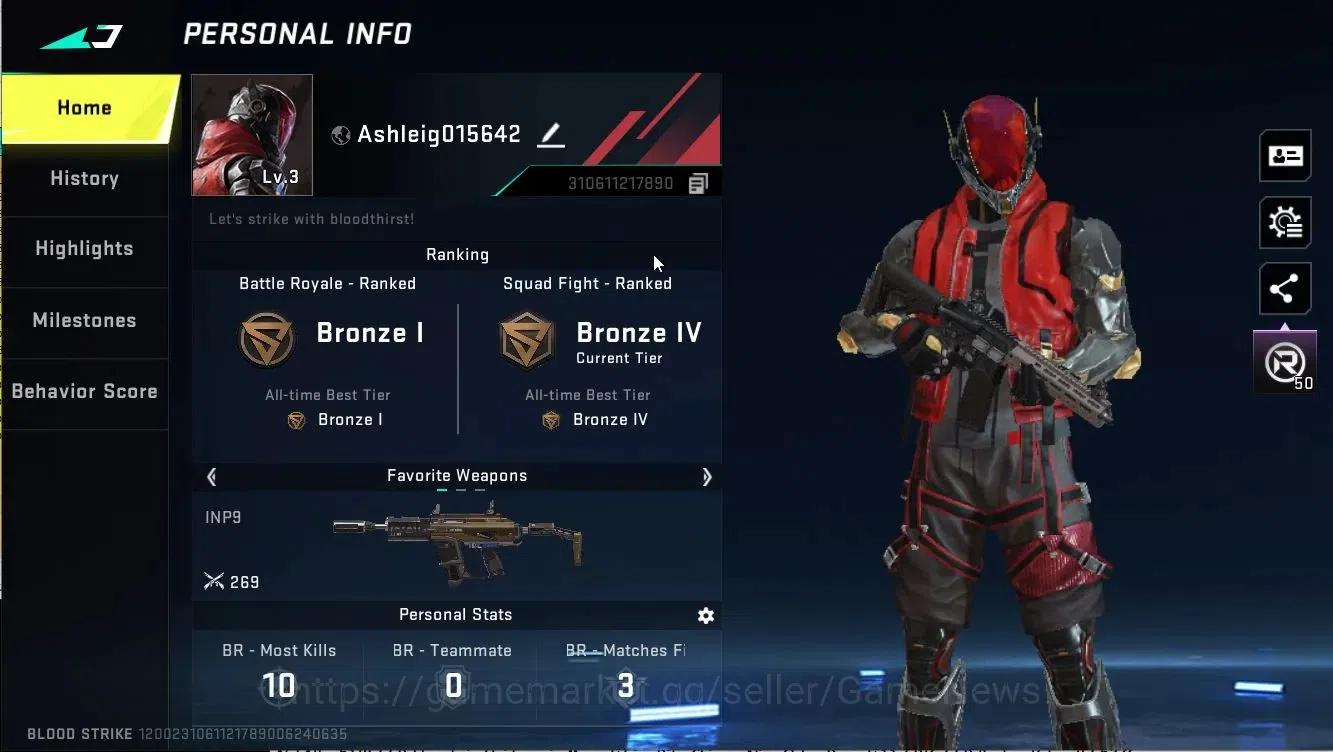 Blood Strike Accounts ASIA|ULTRA Melee Lightblade-Dark Force | Legendary image 2