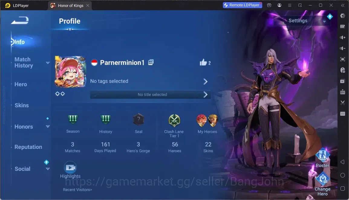 Honor of Kings Accounts Rare Skin Global | 56H 22S |Legend Angela|KIC Luna|Epic Nezha|Epic Sima Yi|AOT Heino|7 Rare|More 1