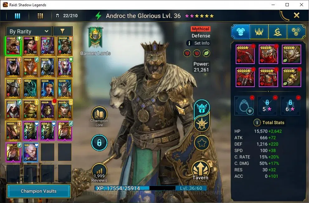 Raid: Shadow Legends Accounts Lv 18|361K Power|1 Mythical (Androc)|16 Legendary( image 3