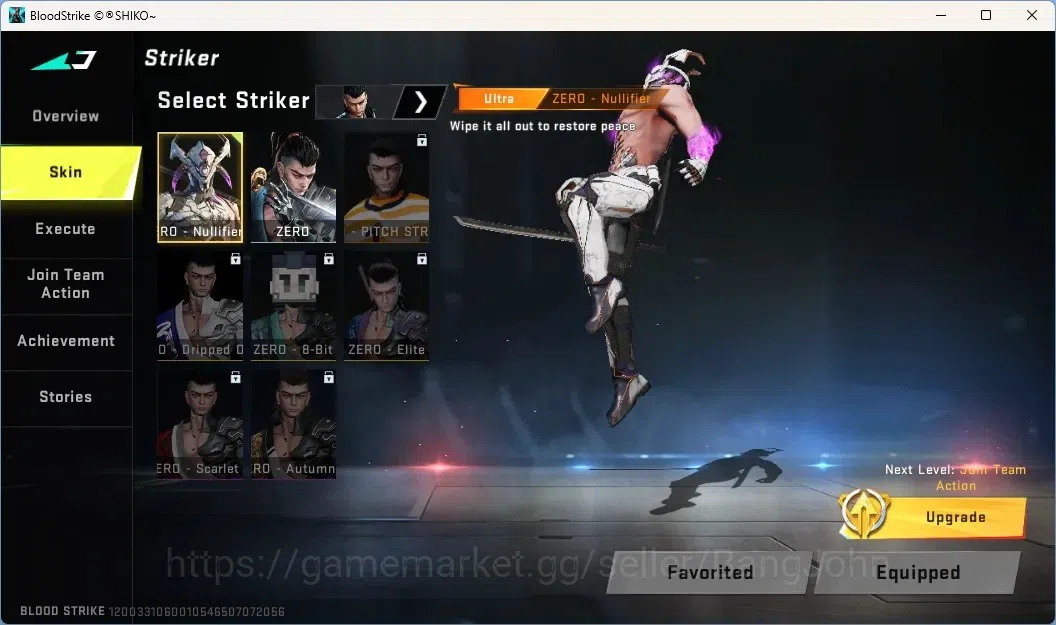 Blood Strike Accounts Others ASIA | 1 ULTRA Striker: ZERO - Nullifier |Legendary Gun Scar-Scarlet Castle|Epic Skydive 6