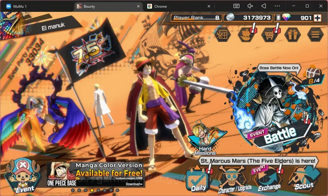 One Piece Bounty Rush Accounts High-End Android |EX 3|PR 8|TFE St. Marcus Mars Max, KOP GolD.Roger, KOP MD Luffy Max|RD 901 1