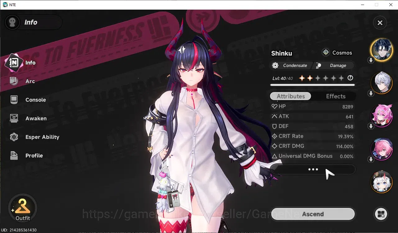 Neverness to Everness Accounts Global SEA|HL 29|TL 19|7 SSR 2 Limit [Shinku,Chaos],SakiriA1,BaicangA1|3 Glider|Male MC|Log 2